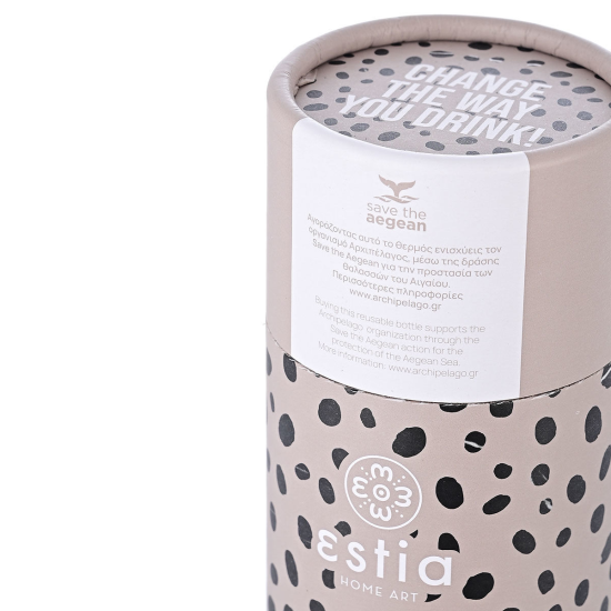 ΘΕΡΜΟΣ TRAVEL MUG SAVE THE AEGEAN 350ml LEOPARD TAUPE