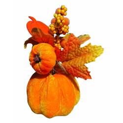 Κολοκύθα Διακοσμητική από Ύφασμα με Φύλλα 15 cm