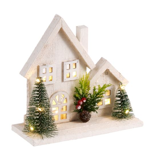 ΞΥΛΙΝΟ ΣΠΙΤΑΚΙ  ΜΕ ΦΩΣ 2ΧΡ ΑΣΣ. 20CM 20LED