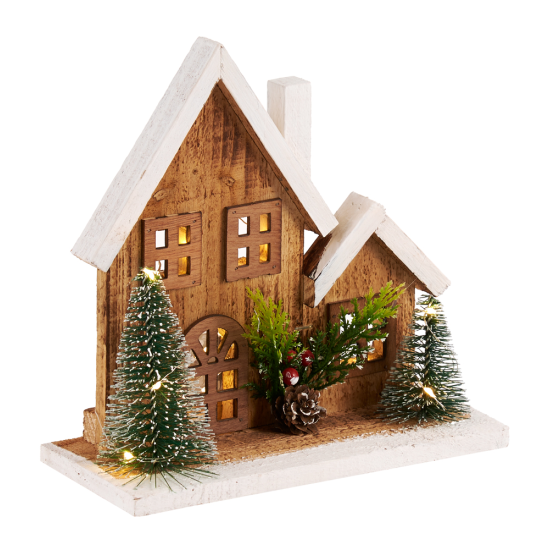 ΞΥΛΙΝΟ ΣΠΙΤΑΚΙ  ΜΕ ΦΩΣ 2ΧΡ ΑΣΣ. 20CM 20LED