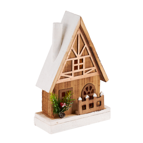 ΞΥΛΙΝΟ ΣΠΙΤΑΚΙ  ΜΕ ΦΩΣ 2ΧΡ ΑΣΣ. 30CM 5LED