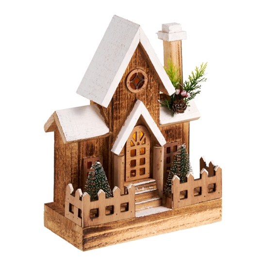 ΞΥΛΙΝΟ ΣΠΙΤΑΚΙ  ΜΕ ΦΩΣ 2ΧΡ ΑΣΣ. 30CM 5LED