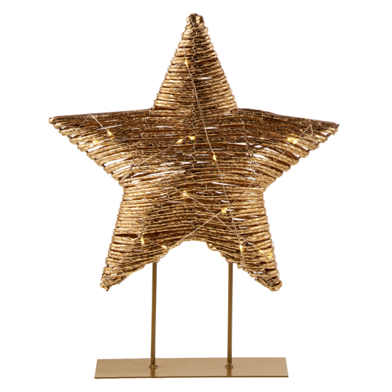 ΧΡΥΣΟ ΑΣΤΕΡΙ ΜΕ ΒΑΣΗ 30Χ37 CM ΜΕ 30LED