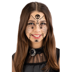 Τατουάζ Προσώπου Σκελετός Με Αράχνες