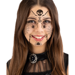 Τατουάζ Προσώπου Σκελετός Με Αράχνες