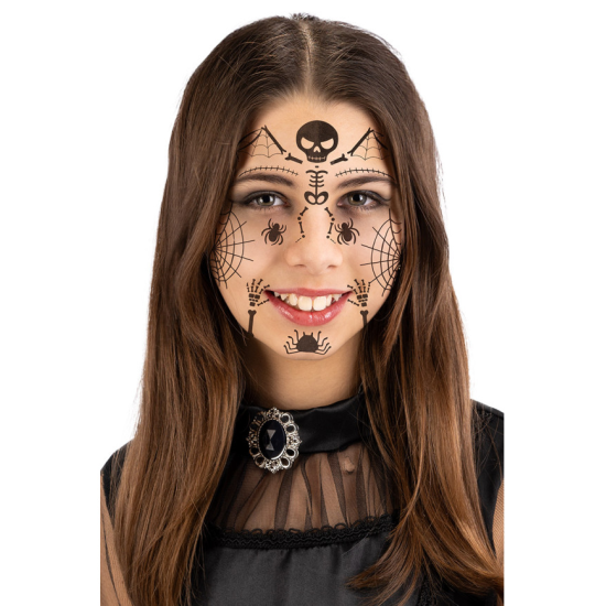 Τατουάζ Προσώπου Σκελετός Με Αράχνες