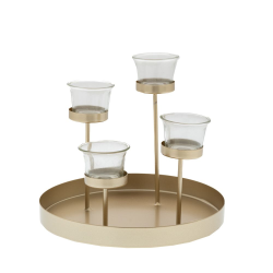 ΔΙ ΧΡΥΣΟ ΜΕΤΑΛΛΙΚΟ ΚΗΡΟΠΗΓΙΟ 4ΘΕΣΕΩΝ Φ23x16EK ΜΕ ΓΥΑΛΙ Φ5x4.5x4.5EK ΣΤΡΟΓΓΥΛΟ