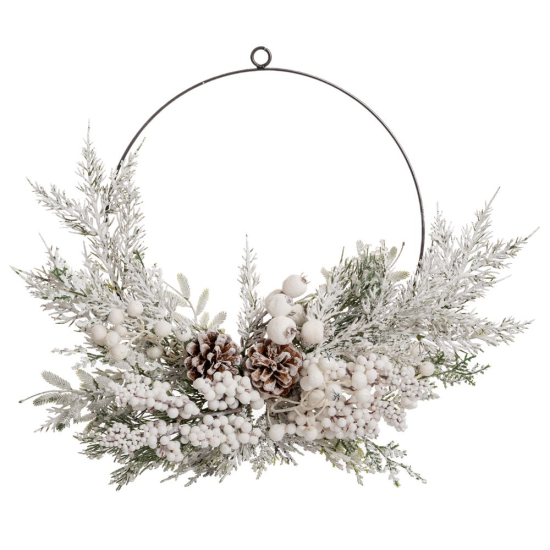 ΧΡ ΧΙΟΝΙΣΜΕΝΟ ΣΤΕΦΑΝΙ ΜΕ ΛΕΥΚΑ BERRIES ΚΑΙ ΚΟΥΚΟΥΝΑΡΙΑ Φ30ΕΚ