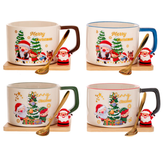 ΧΡ ΚΕΡΑΜΙΚΗ ΚΟΥΠΑ ΜΕ ΞΥΛΙΝΟ ΠΙΑΤΑΚΙ & ΚΟΥΤΑΛΑΚΙ 4 ΣΧΕΔΙΑ ΣΕ ΚΟΥΤΙ