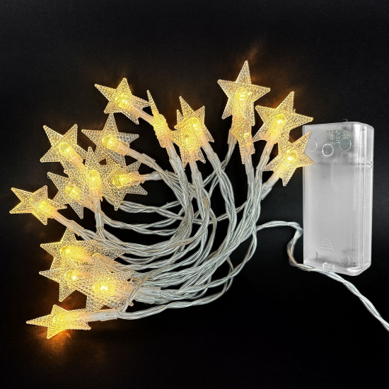 20 Λαμπάκια LED Μπαταρίας Αστέρια Λευκό Θερμό με Controller IP20 2,3m