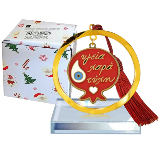 Γούρι Επιτραπέζιο Κρυστάλινο Ρόδι Κρεμαστό ~8x5 cm