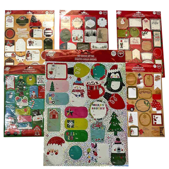 Ευχετήρια Αυτοκόλλητα Χριστουγέννων για Δώρα σετ=60τεμ 24x28,5cm