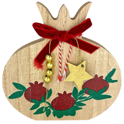 Ρόδι Ξύλινο Επιτραπέζιο Διακοσμητικό 14,5x14cm