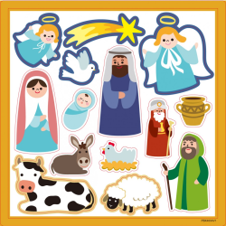 Χριστουγεννιάτικο Αυτοκόλλητο με Αφίσα Φάτνη 26x21εκ.