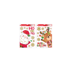 Αυτοκόλλητα Παραθύρου Αγ. Βασίλης & Τάρανδος με glitter 41χ27 εκ.