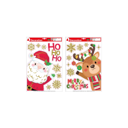 Αυτοκόλλητα Παραθύρου Αγ. Βασίλης & Τάρανδος με glitter 41χ27 εκ.