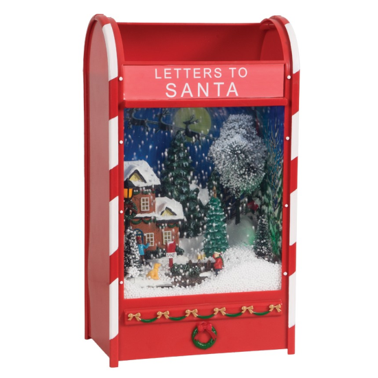 Χριστουγεννιάτικο Διακοσμητικό Γραμματοκιβώτιο Χιονόμπαλα Με Φώς Μουσική Και Χιόνι 20 x 12 x 35 cm