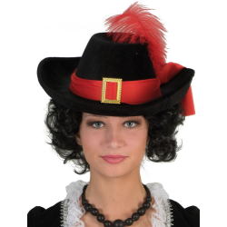 ΑΠΟΚΡΙΑΤΙΚΟ Καπέλο Μασκεταίρου Με Κόκκινο Φτερό