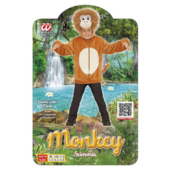 Στολή Ζωάκι Bebe MONKEY IN SOFT PLUSH 113cm (hoodie with mask).