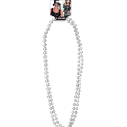 ΚΟΛΛΙΕ SET OF 2 SILVER BEADED NECKLACES"40 cm