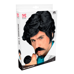 ΑΠΟΚΡΙΑΤΙΚΗ ΠΕΡΟΥΚΑ PLAYBOY WIG WITH MOUSTACHE black