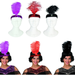 Διάδημα Τσάρλεστον Με Διακοσμητικό Φτερό Μαύρο