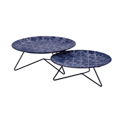 ΣΕΤ 2 ΜΕΤΑΛΛΙΚΟΙ ΔΙΣΚΟΙ Fylliana ΜΠΛΕ ΧΡΩΜΑ 30,5x30,5x12εκ - 26,5x26,5x10εκ