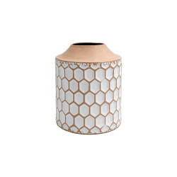 ΜΕΤΑΛΛΙΚΟ ΕΠΙΤΡΑΠΕΖΙΟ ΔΙΑΚΟΣΜΗΤΙΚΟ ΒΑΖΟ Fylliana FL364 ΜΠΕΖ-ΛΕΥΚΟ ΧΡΩΜΑ 19x23εκ