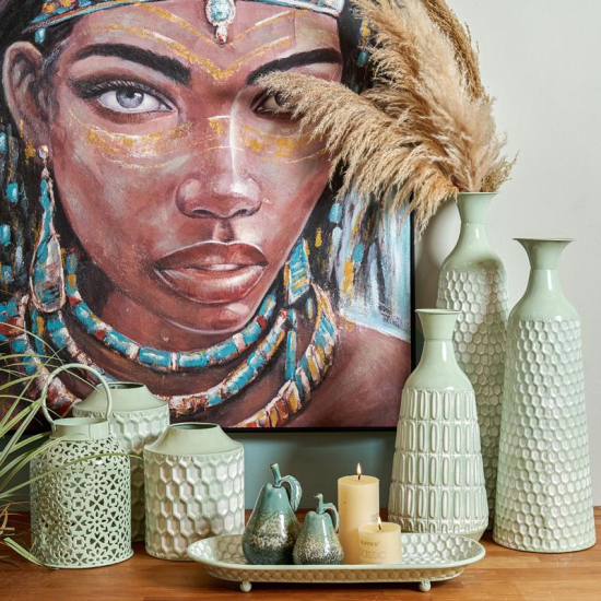 ΜΕΤΑΛΛΙΚΟ ΒΑΖΟ ΔΑΠΕΔΟΥ Fylliana FL361 MINT-ΛΕΥΚΟ ΧΡΩΜΑ 21x46εκ