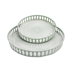 ΣΕΤ 2 ΜΕΤΑΛΛΙΚΟΙ ΔΙΣΚΟΙ Fylliana FL1510 MINT-ΛΕΥΚΟ ΧΡΩΜΑ 38x5εκ - 28x5εκ