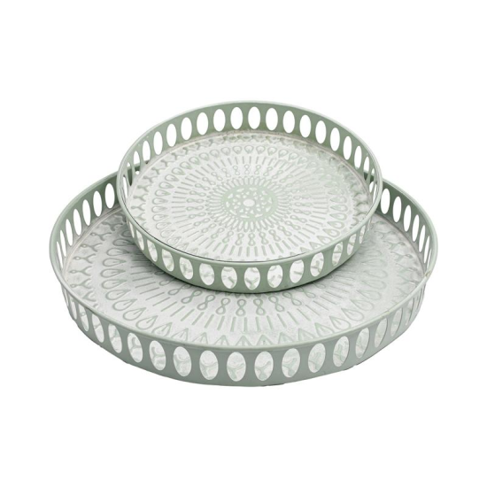 ΣΕΤ 2 ΜΕΤΑΛΛΙΚΟΙ ΔΙΣΚΟΙ Fylliana FL1510 MINT-ΛΕΥΚΟ ΧΡΩΜΑ 38x5εκ - 28x5εκ