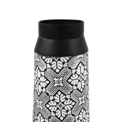 ΜΕΤΑΛΛΙΚΟ ΒΑΖΟ ΔΑΠΕΔΟΥ Fylliana FL8 ΜΑΥΡΟ-ΑΣΠΡΟ ΧΡΩΜΑ 16x44εκ