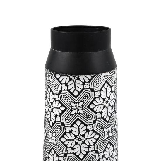 ΜΕΤΑΛΛΙΚΟ ΒΑΖΟ ΔΑΠΕΔΟΥ Fylliana FL8 ΜΑΥΡΟ-ΑΣΠΡΟ ΧΡΩΜΑ 16x44εκ