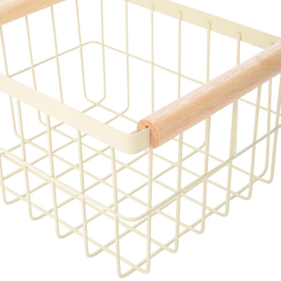 ΚΑΛΑΘΙ ΟΡΓΑΝΩΣΗΣ ALLURE ΜΕΤΑΛΛΙΚΟ ΜΕ ΞΥΛΙΝΕΣ ΛΑΒΕΣ 24x18x13 IVORY