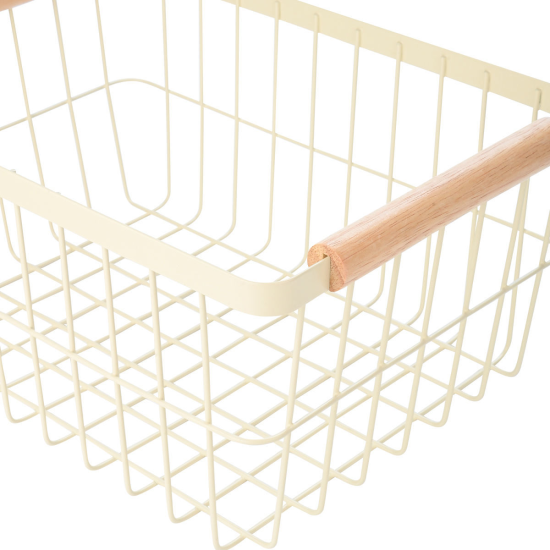 ΚΑΛΑΘΙ ΟΡΓΑΝΩΣΗΣ ALLURE ΜΕΤΑΛΛΙΚΟ ΜΕ ΞΥΛΙΝΕΣ ΛΑΒΕΣ 28x20x14 IVORY