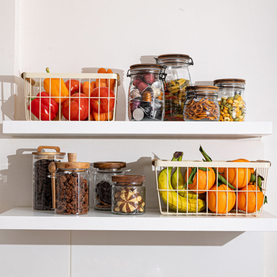 ΚΑΛΑΘΙ ΟΡΓΑΝΩΣΗΣ ALLURE ΜΕΤΑΛΛΙΚΟ ΜΕ ΞΥΛΙΝΕΣ ΛΑΒΕΣ 28x20x14 IVORY