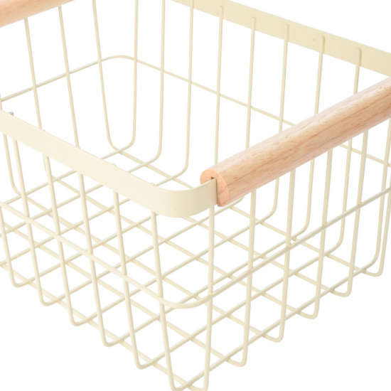 ΚΑΛΑΘΙ ΟΡΓΑΝΩΣΗΣ ALLURE ΜΕΤΑΛΛΙΚΟ ΜΕ ΞΥΛΙΝΕΣ ΛΑΒΕΣ 33x22x15 IVORY