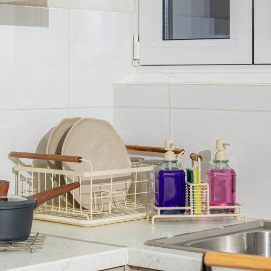 ΠΙΑΤΟΘΗΚΗ ALLURE ΜΕΤΑΛΛΙΚΗ ΜΕ ΞΥΛΙΝΕΣ ΛΑΒΕΣ IVORY