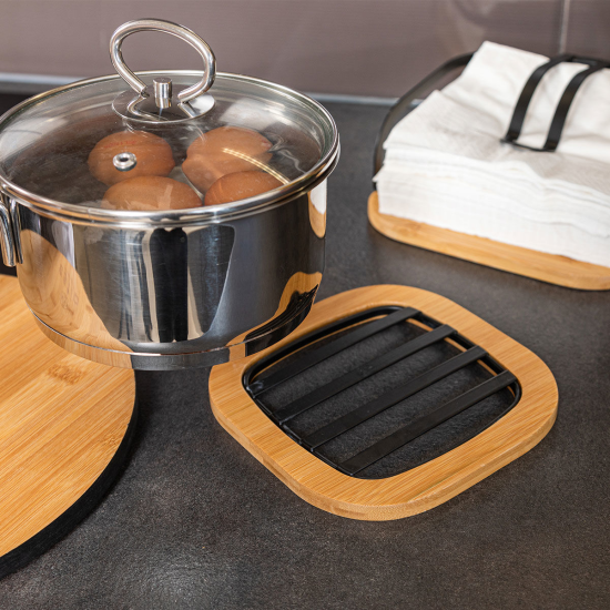 ΒΑΣΗ ΜΑΓΕΙΡΙΚΟΥ ΣΚΕΥΟΥΣ BAMBOO ESSENTIALS MEΤΑΛΛΙΚΗ 17x17x1cm ΜΑΥΡΟ