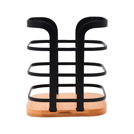 ΘΗΚΗ ΓΙΑ ΚΟΥΤΑΛΕΣ BAMBOO ESSENTIALS ΜΕΤΑΛΛΙΚΗ 12x12x14.5cm ΜΑΥΡΗ