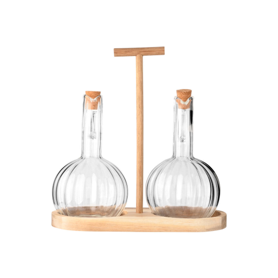 ΔΟΧΕΙΑ ΓΙΑ ΛΑΔΙ & ΞΥΔΙ ALLURE ΓΥΑΛΙΝΑ ΣΕΤ 2 TEM ΣΕ ΞΥΛΙΝΗ ΒΑΣΗ