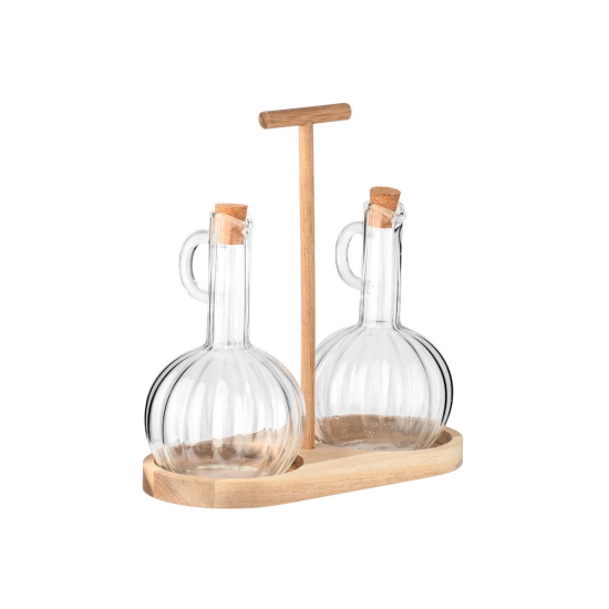 ΔΟΧΕΙΑ ΓΙΑ ΛΑΔΙ & ΞΥΔΙ ALLURE ΓΥΑΛΙΝΑ ΣΕΤ 2 TEM ΣΕ ΞΥΛΙΝΗ ΒΑΣΗ