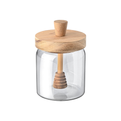 ΔΟΧΕΙΟ ΜΕΛΙΟΥ ALLURE ΓΥΑΛΙΝΟ 450ml 9x9x13.5cm ΜΕ ΚΟΥΤΑΛΙ ΜΕΛΙΟΥ