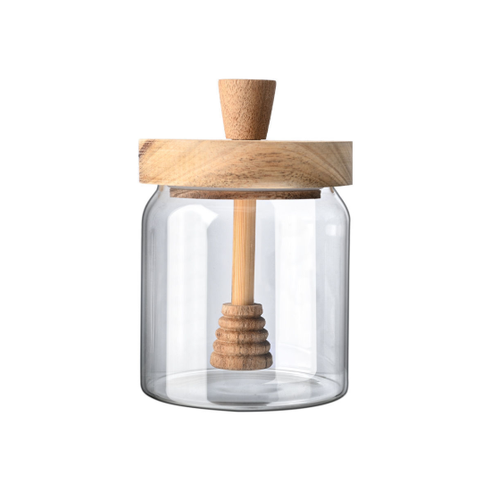 ΔΟΧΕΙΟ ΜΕΛΙΟΥ ALLURE ΓΥΑΛΙΝΟ 450ml 9x9x13.5cm ΜΕ ΚΟΥΤΑΛΙ ΜΕΛΙΟΥ