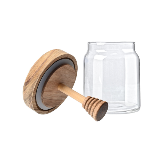 ΔΟΧΕΙΟ ΜΕΛΙΟΥ ALLURE ΓΥΑΛΙΝΟ 450ml 9x9x13.5cm ΜΕ ΚΟΥΤΑΛΙ ΜΕΛΙΟΥ