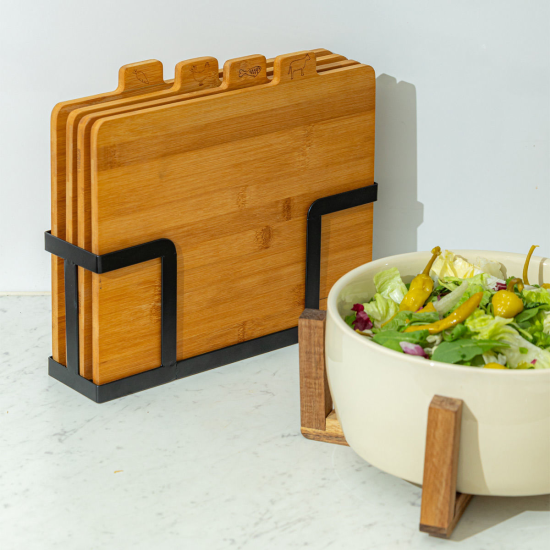 ΣΕΤ ΕΠΙΦΑΝΕΙΕΣ ΚΟΠΗΣ BAMBOO ESSENTIALS 5 ΤΕΜ ΜΕ ΜΑΥΡΗ ΜΕΤΑΛΛΙΚΗ ΒΑΣΗ