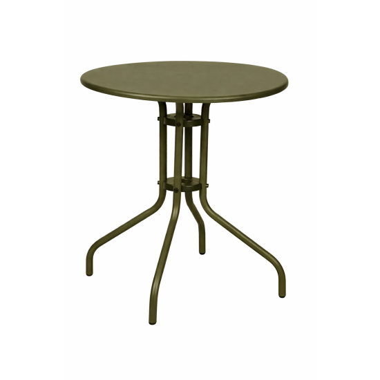 Τραπέζι για Μικρούς Εξωτερικούς Χώρους Μεταλλικό με Μεταλλική Επιφάνεια Λαδί Φ60x72 εκ