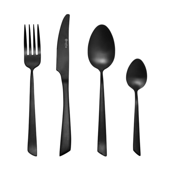 ΣΕΤ ΜΑΧΑΙΡΟΠΙΡΟΥΝΑ EDGE BLACK ΑΝΟΞΕΙΔΩΤΟ ΑΤΣΑΛΙ 18/0 ΜΑΥΡΟ MAT 24 ΤΕΜ.
