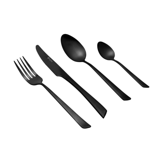 ΣΕΤ ΜΑΧΑΙΡΟΠΙΡΟΥΝΑ EDGE BLACK ΑΝΟΞΕΙΔΩΤΟ ΑΤΣΑΛΙ 18/0 ΜΑΥΡΟ MAT 24 ΤΕΜ.