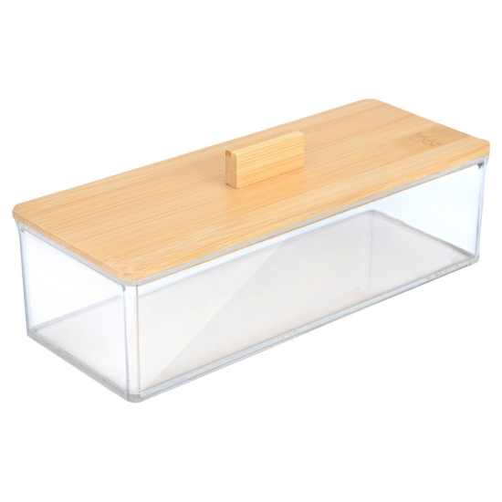 ΚΟΥΤΙ ΑΠΟΘΗΚΕΥΣΗΣ & ΟΡΓΑΝΩΣΗΣ BAMBOO ΟΡΘΟΓΩΝΙΟ 23.3x9.4x8.8cm ΜΕ ΚΑΠΑΚΙ
